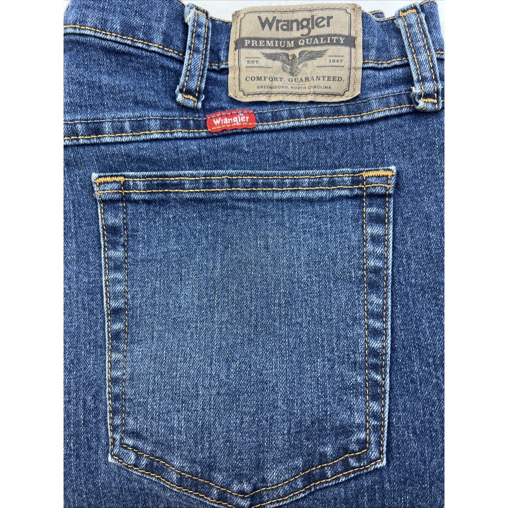 Wrangler Five Star Premium Blue Denim Relaxed Fit Mens Western Jeans Size 34
